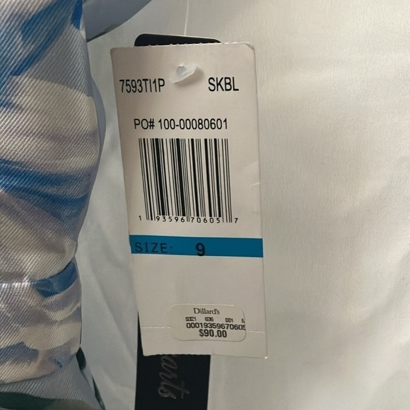 Sequin Hearts: Blue/White Flower Dress- Open Back with zipper back- tulle hem- 9 - Picture 4 of 16